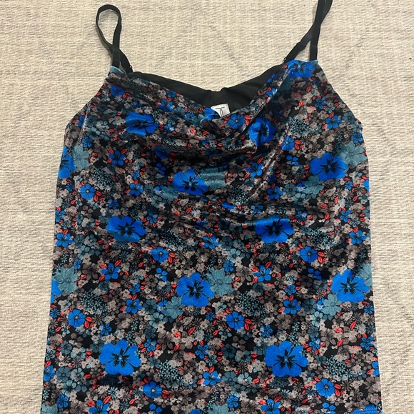 Tristan Tops - Tristan Blue and Black Cowl Neck Camisole